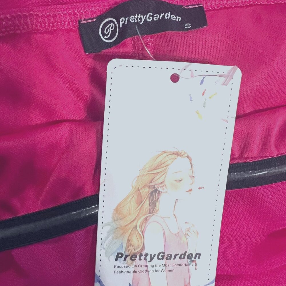 PrettyGarden Fashion/Casual-Pink (Rose Red) Off Shoulder-Rushed Fitted Mini-Smal - Picture 15 of 16
